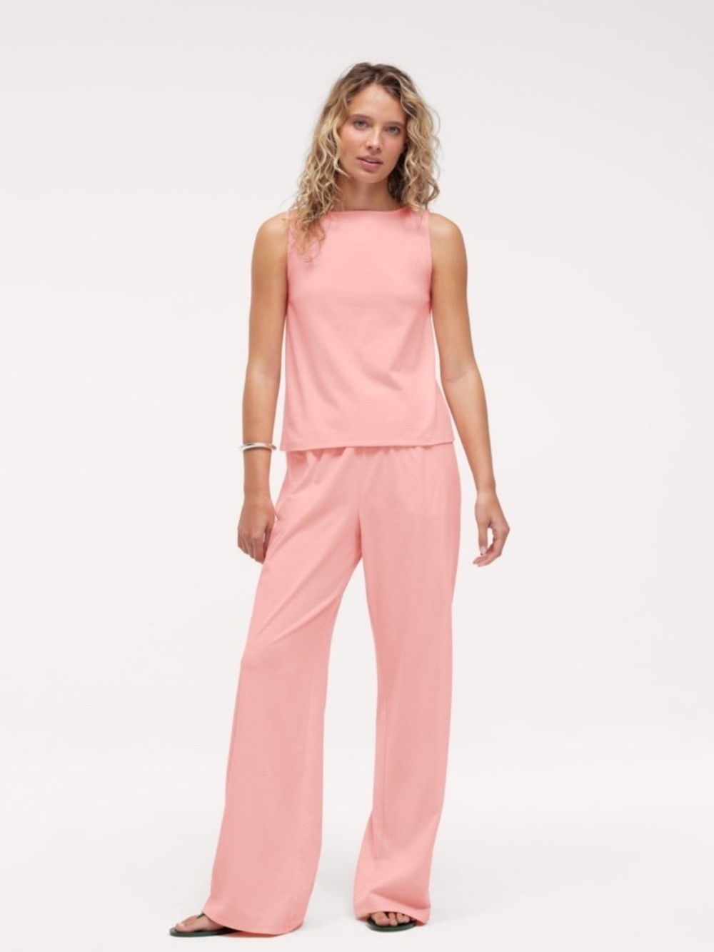 nuuds Women's Wide-Leg Jumpsuit Set in Soft Pink